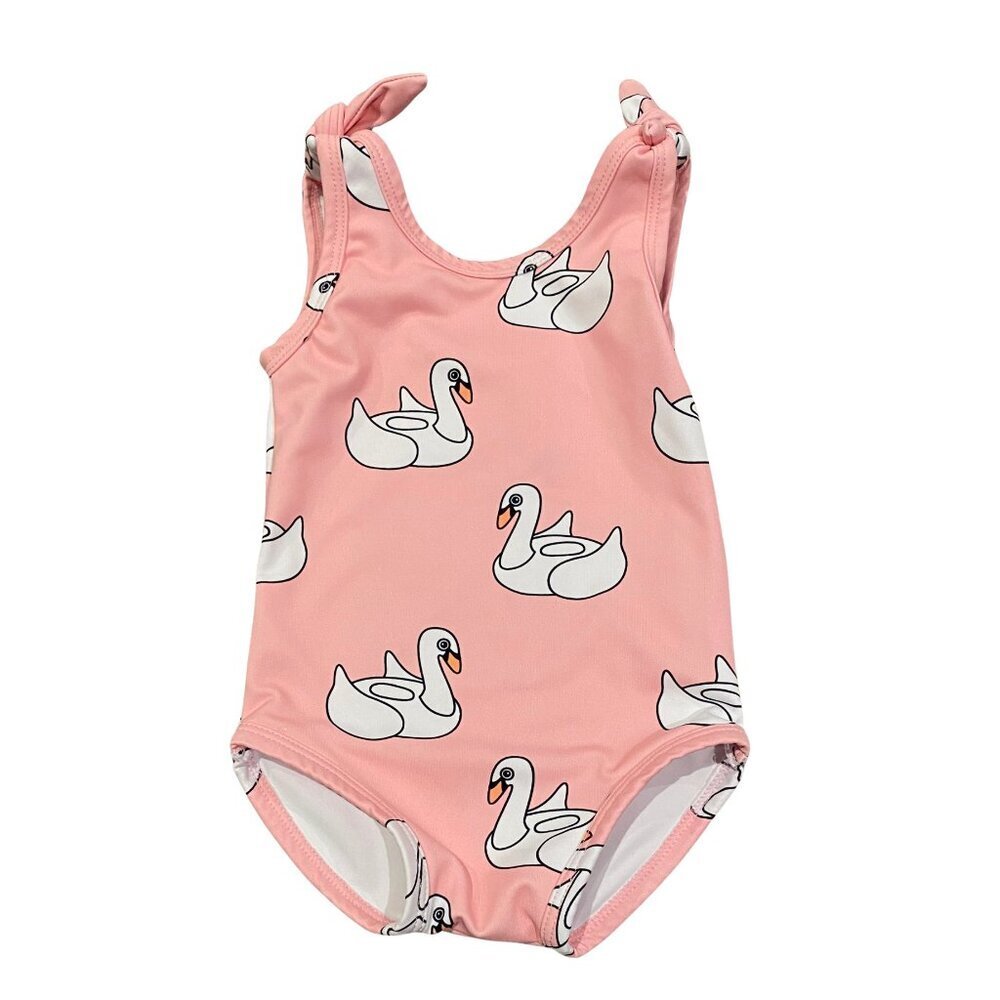 Monica + Andy Baby Girl's Pink Goose Print Swimsuit